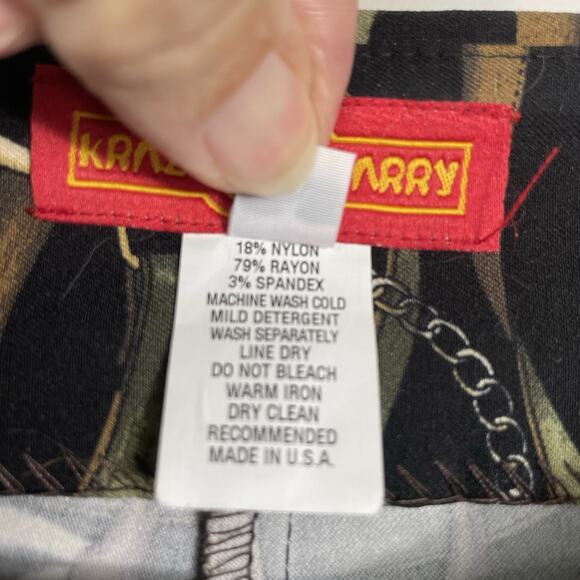 Crazy Larry Pull On Pants Women 4 Black Equestrian Tack Horse Print Stretch USA - Picture 9 of 9